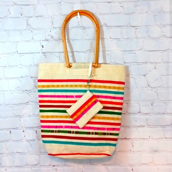 Woman's Beach  Wicker 2 Piece Bag & Change Purse - Picture 1 of 9